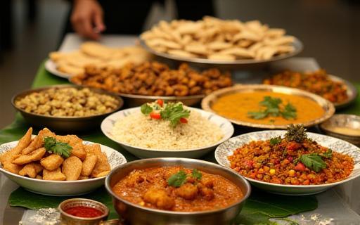 Spread of Garam Bowl food for catering